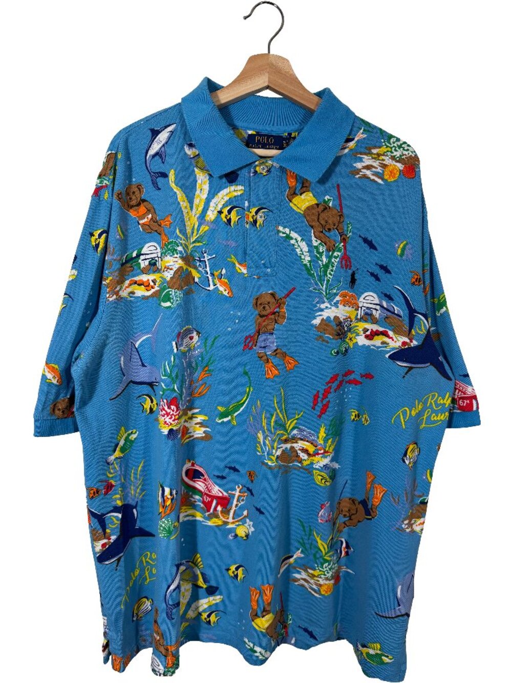Polo Ralph Lauren Big & Tall Underwater Polo Bear AOP Cotton-mesh polo mens 2XLT